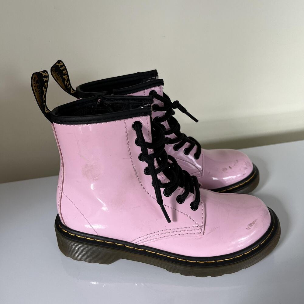 Dr. Martens 1460 J Boots Youth‎ Size 13 Pink Patent Leather Side Zip Lace Up